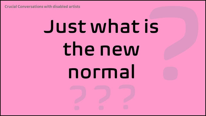 A pink slide with text which says Just what is the new normal?